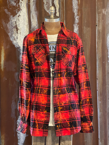Die without Coffee Art Flannel- Distressed Red Angry Minnow
